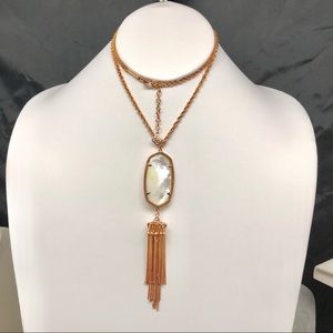 Kendra Scott Rayne Ivory Pearl Tassel Necklace Rose Gold Plated